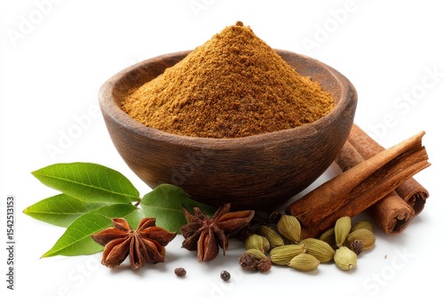 Fototapeta Naklejka Na Ścianę i Meble -  Garam masala spice blend for vegetarian or meat dishes isolated on white