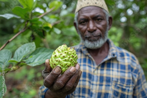 Gardener holding noni