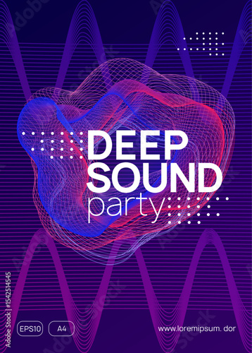 Fest Design. Pink Dance Poster. Trance Vector. Party Event. Nightclub Beat Illustration. Edm Concert Template. Green Music Set. Violet Fest Design