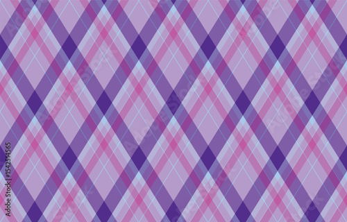Argyle pattern of geometric rhombus. Harlequin check wallpaper design. Classic diamond shaped textile material for web background, print fabric clothing, sweater, wrapping paper, gift card, invitation