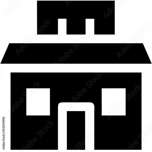 Beauty salon building icon in black silhouette design