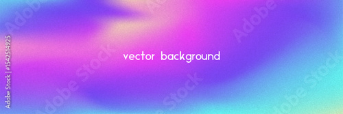 Noise Gradient Background. Abstract Grainy Bg In Pink, Purple And Blue Colors. Iridescent Hologram. Pearlescent Holographic Texture With Rainbow Foil. Old Movie Filter On Pastel Backdrop