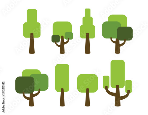 Collection of trees. tree set isolated on white background. vector illustration