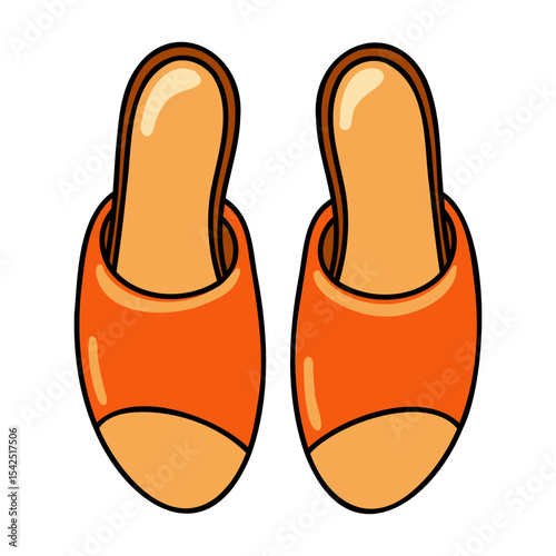 Open-toe heeled mules, slip-on sandals, casual summer shoes for women. Cartoon vector illustration on white background.
