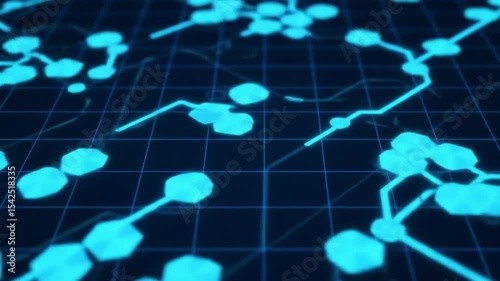 Pulsing Network Nodes Over Digital Grid Animation