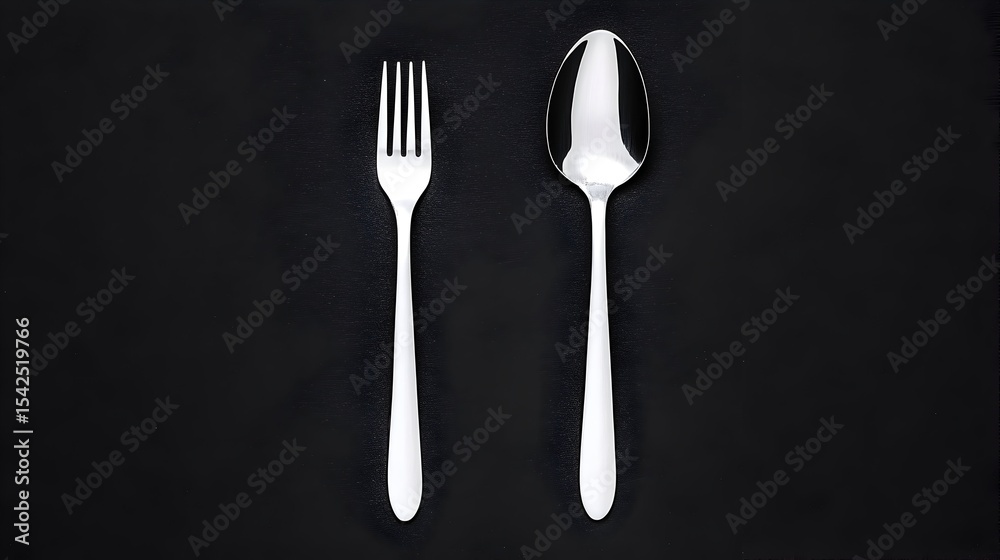 Polished fork spoon dark background menu design Polished fork spoon dark background menu design