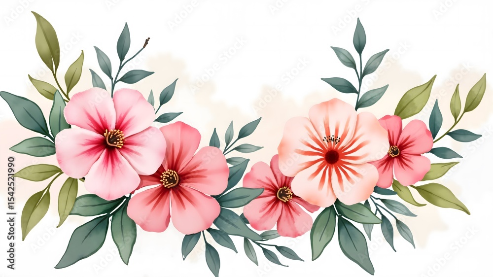 Obraz premium Hand drawn watercolor bouquet of flowers in pastel colors Postcard design Generative ai 