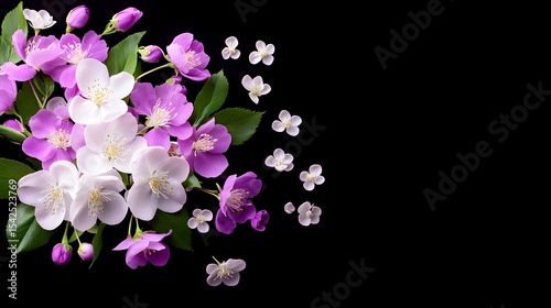 Spring blossoms, dark background, floral design, website banner