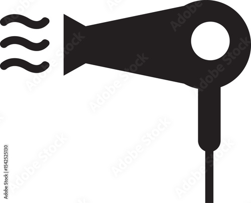 An illustrative representation of a hair dryer, featuring sleek, minimalist lines. Perfect for design projects that demand a blend of modern aesthetics.