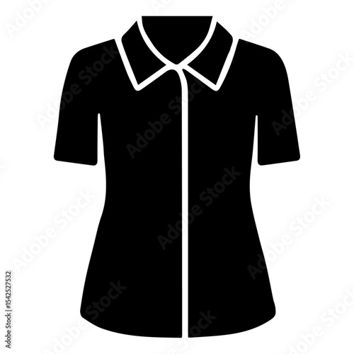 Elegant Black Short-Sleeve Collared Blouse Fashion Design Template