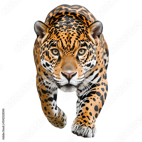 Majestic Jaguar Running with Intense Gaze and Striking Fur Pattern