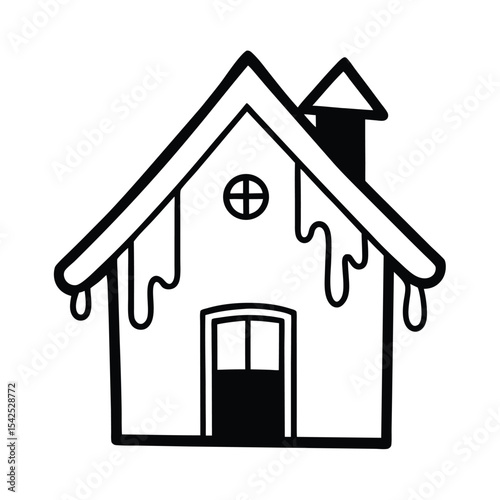 Charming gingerbread duplex house with dripping icing roof festive holiday design for banners and advertisements