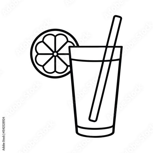 Aromatic cinnamon stick and orange slice in a glass vibrant autumnal beverage illustration