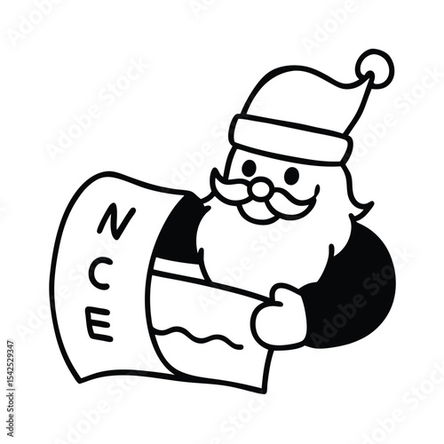 Jolly santa claus cheerfully checking the christmas nice list festive holiday vector illustration