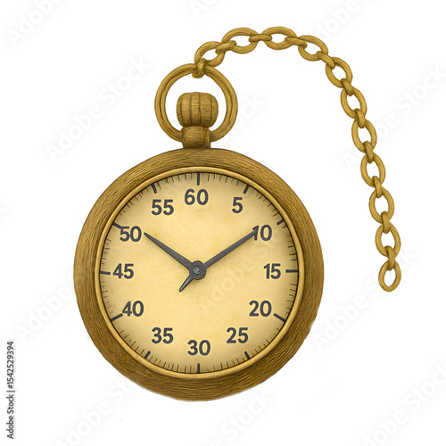 Stoppuhr mit goldener Kette im Retro-Stil auf gelbem Hintergrund