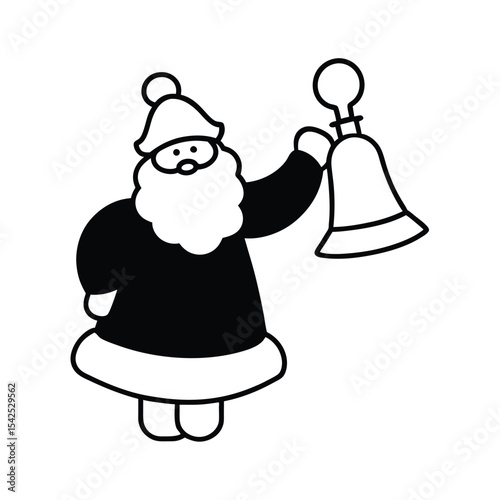 Jolly santa claus ringing a festive bell cheerful christmas vector illustration perfect for holiday cards banners and festive designs