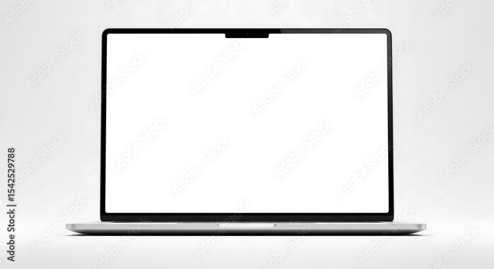A minimalist image of a laptop with a blank white screen, set against a white background. Clean, modern, and simple. A minimalist image of a laptop with a blank white screen, set against a white background. Clean, modern, and simple.