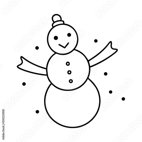 Adorable snowman character joyfully making snow angels in a winter wonderland scene