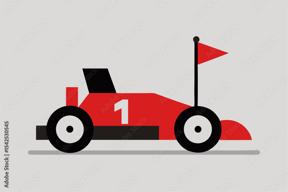 Fototapeta premium Red Race Car Minimalist Flat Design Illustration vehicle