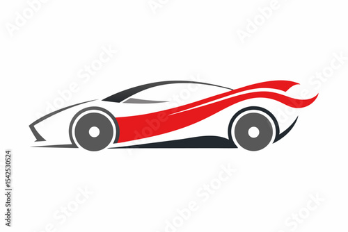 Red and Gray Stylized Sports Car Graphic Logo abstract