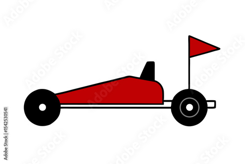 Red Go Kart Flat Design Illustration Small Vehicle