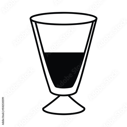 Layered cocktail in transparent glass vibrant vector illustration of a refreshing drink