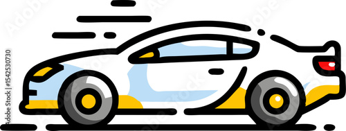 White Yellow Sports Car Graphic Logo Speeding vector