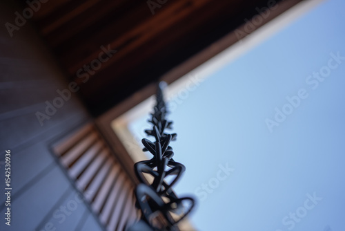 close up of modern rain drain from gutter