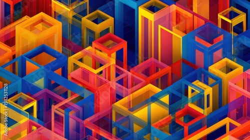 Abstract container grid, geometric arrangement for background use, 3D illustration.