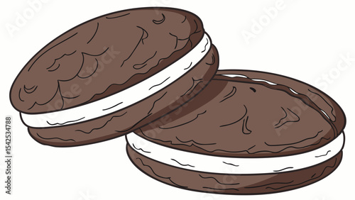Delicious Chocolate Sandwich Cookies A Sweet Treat Illustration