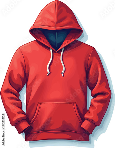 Red hoodie sweatshirt apparel fashion clothing casual wear style trendy hooded top for men and women
