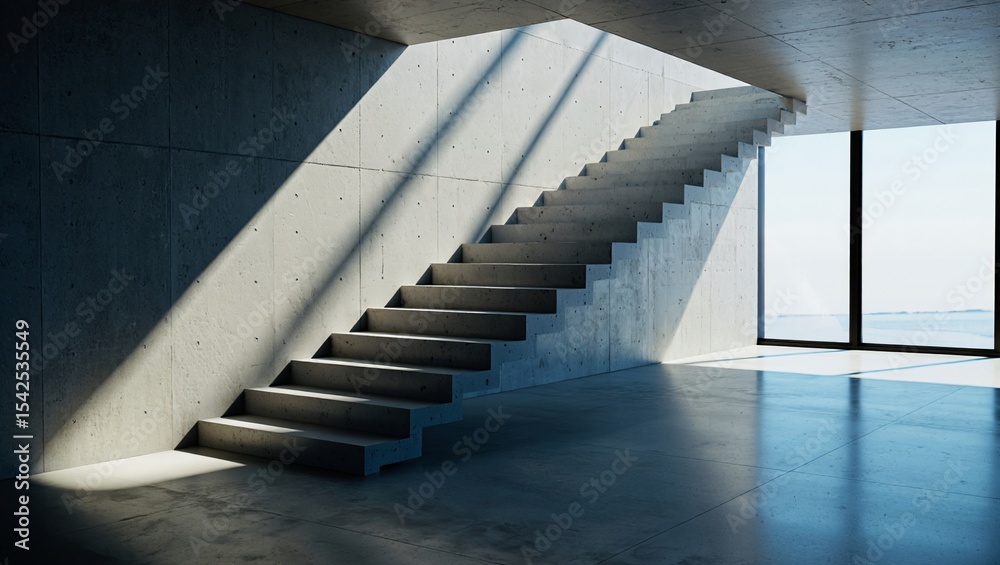 Obraz premium Concrete staircase in modern building sunlight Architecture Interior