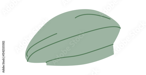 Structured Beret Hat. Winter Head Fashion accessory cap clothing technical illustration. Vector headgear for Men, women, unisex style, flat template CAD mockup sketch outline isolated