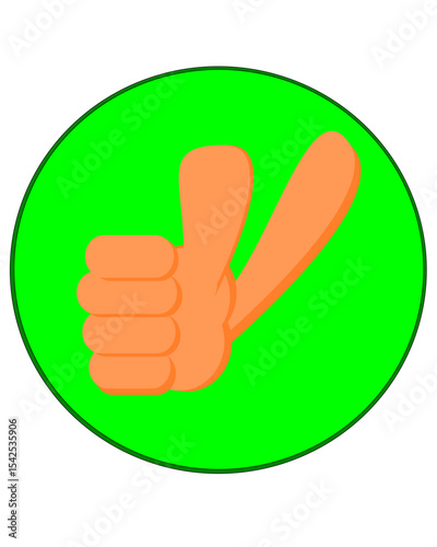 Vector of a green circular icon with a thumbs up symbol, representing a positive affirmation or agreement.