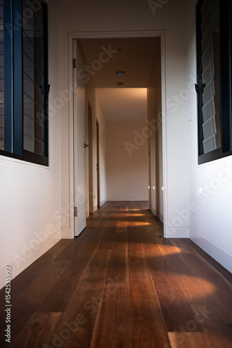 modern hallway and wooden floors