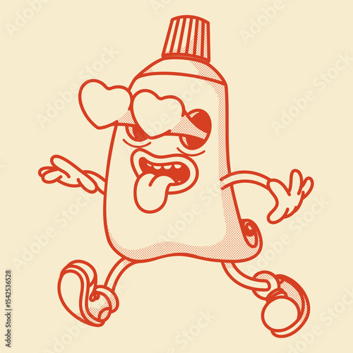 Charming retro tube mascot - toothpaste or cream. Vintage vector illustration for hygiene & cosmetic branding.