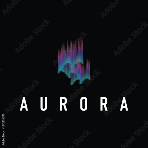 aurora logo concept sky design with beautiful and cool aurora natural scenery illustration of natural scenery symbol