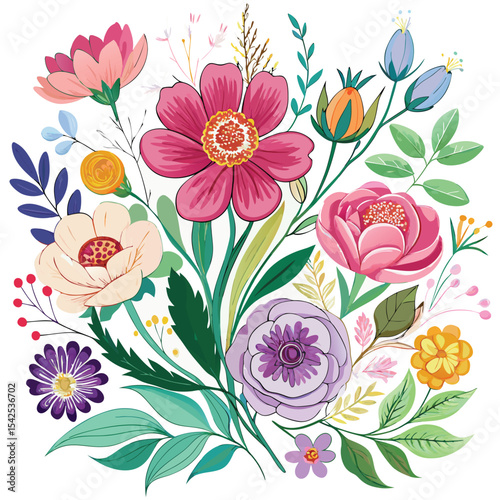 The watercolor drawing of flowers in this set is a big floral illustration set. Stock PNG clip art