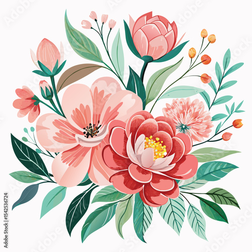 The watercolor drawing of flowers in this set is a big floral illustration set. Stock PNG clip art