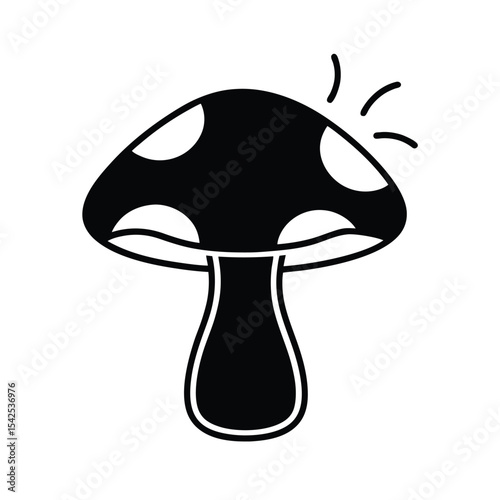 Glowing aura encircling a mushroom silhouette mystical fantasy vector illustration