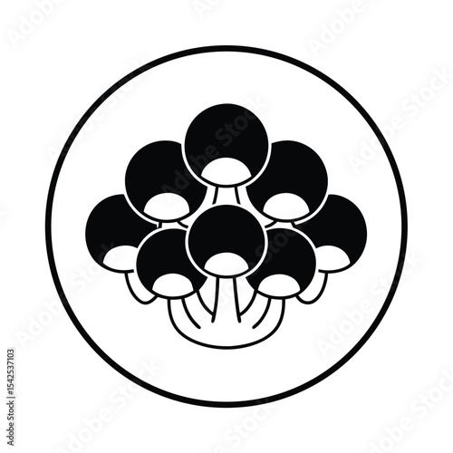 Silhouette of a charming group of small mushrooms arranged in a circle perfect for autumnal designs and nature themed projects