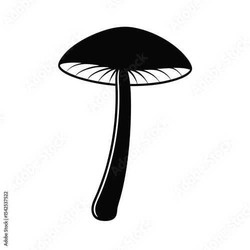 Silhouette of a shaggy ink cap mushroom vector illustration high resolution design for print and web