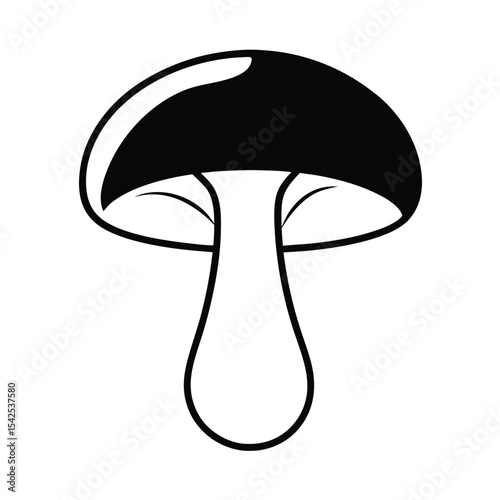 Silhouette of a split stem mushroom perfect for autumnal designs nature illustrations and fungal themed projects high resolution vector graphic