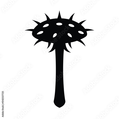 Silhouette of a thorny stem mushroom detailed vector illustration perfect for autumnal designs nature themed projects and fungal artwork