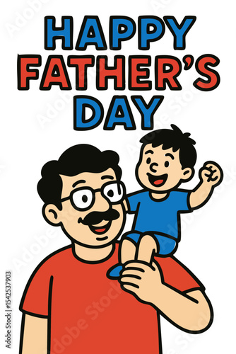 Title: Happy Father's Day Fun with Son on Shoulders