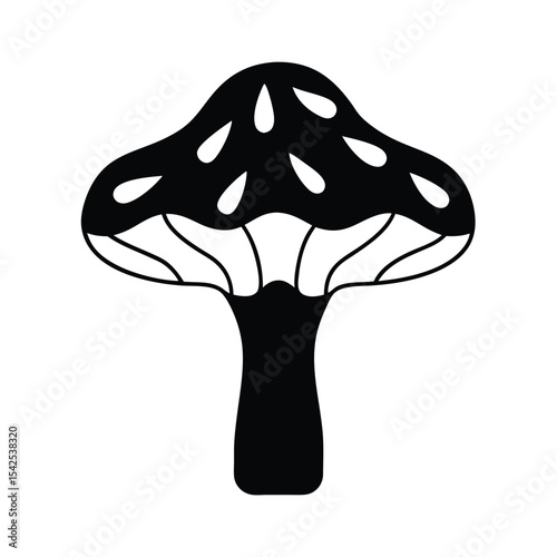 Elegant coral style mushroom silhouette vector illustration for design projects