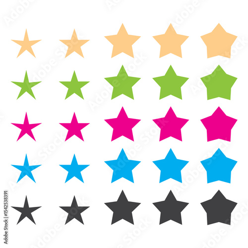 Vector Stars Multiple Colours Set