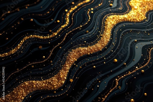 Black & gold marble; swirling, luxurious, metallic glitter , wallpaper, graphic, contemporary