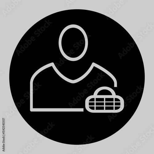 Solid black customer icon with internet globe.