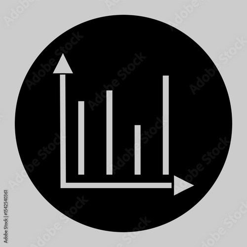 Solid black vertical bar chart icon inside circle.